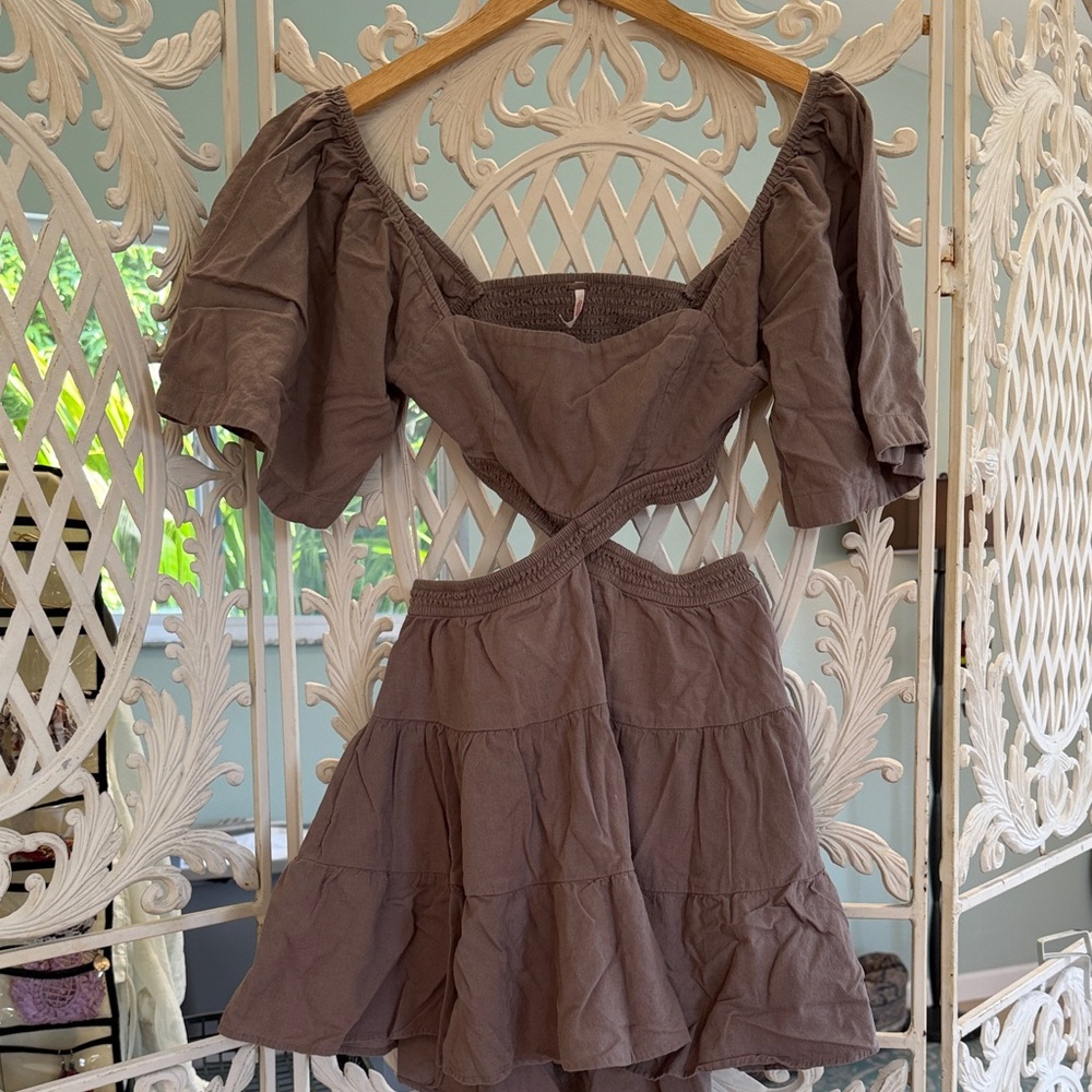 Free People /Taupe Textured Knit /Mini Dress